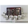 Image 1 : Metal Breakfast Set (NIB) - (8) Cups w/Gold Edging