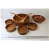 Image 1 : Wooden Salad Bowl Set - Wooden Bowl