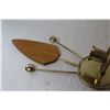 Image 2 : Vintage Wood & Brass Candle Stick Holders