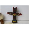 Image 2 : Vintage Indigenous Art Work - (made w/traditionally Smoked Leather) - Wooden Totem Pole