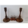 Image 4 : Wooden Candle Sticks - Salt & Pepper Shakers - Vintage Creamer & Sugar Bowls - Triple Headed Flower 