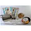 Image 1 : Cloth Carry Bag - Hot Pot Holder - Decorative Bowls - Acrylic & Brass Pen Holder - Divided Glass Dis