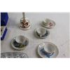 Image 4 : (8) Miniature Teacups and Saucers, (2) Pairs Salt and Pepper Shakers, Misc.