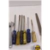 Image 2 : (6) Flat Head Screwdrivers (Varying Sizes), (2) Fuller No.10 Adjustable Wrenches, (3) Fuller Chisels