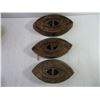 Image 2 : (3) Vintage Sad irons (no handles) (4) Rolls of electrical tape, Wax and Type of Clamp???