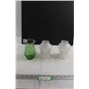 Image 1 : (2) Glass Lampshades, Green Vase