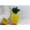 Image 4 : (9) Glass Blown Fruits In Plastic Bowl - (cracked bowl)