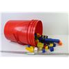 Image 1 : Red 3.7 Gal Pail w/Plastic Toy Brick