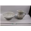 Image 1 : Ceramic/Stoneware Alfred Meaklin Wash Basin (Cracked) & Unmarked Water Pitcher