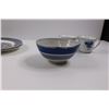 Image 4 : (10 pcs) Blue Iron/Stoneware Dishes & Cups