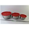 Image 1 : (3) Stainless Mixing Bowls w/Plastic Lids (unused)