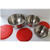Image 2 : (3) Stainless Mixing Bowls w/Plastic Lids (unused)