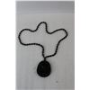 Image 1 : Black Obsidian Dragon Pendant on a Beaded Black Necklace 24"