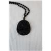 Image 3 : Black Obsidian Dragon Pendant on a Beaded Black Necklace 24"
