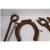 Image 3 : (3) Horse Shoes, (14) Antique Wrenches (Assorted)