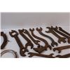 Image 4 : (3) Horse Shoes, (14) Antique Wrenches (Assorted)