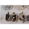 Image 4 : (5) Antique Light Fixtures, (3) Antique Push Button Switches, Pulley, Flashlight