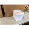 Image 2 : 2 BOXES OF WHITE CERAMIC VASES AND ONE BOX OF BLACK SHALLOW CERAMIC PLANTERS