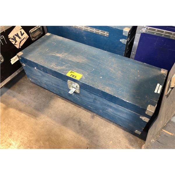 BLUE MOBILE ROAD CASE WITH CONTENTS 15" X 42" X 12"H DIVIDED COMPARTMENTS