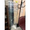 Image 2 : GLASS DOOR CABINET 14" X 14" X 64", 2 STAND ALONE COAT RACKS, 2 ADJUSTABLE HEIGHT BAR STOOLS AND 3