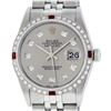 Image 2 : Rolex Mens Stainless Steel Gray Ruby and Diamond Datejust Wristwatch