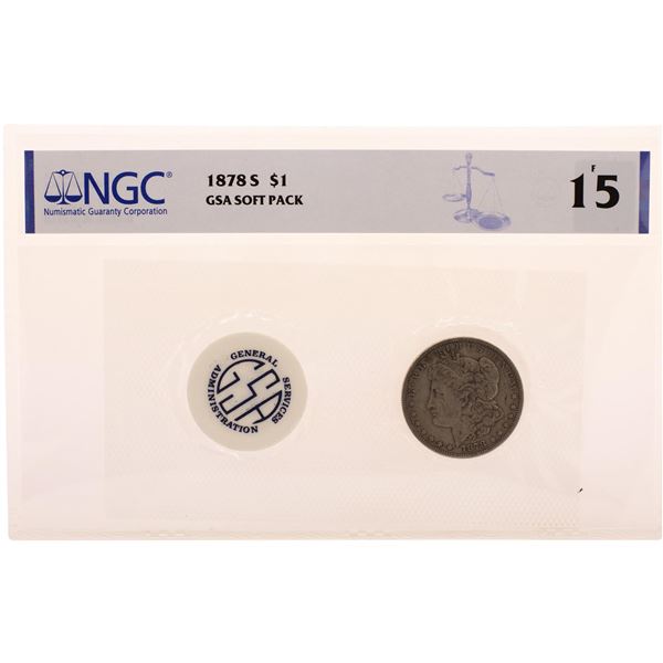 1878-S $1 Morgan Silver Dollar Coin GSA Soft Pack NGC F15