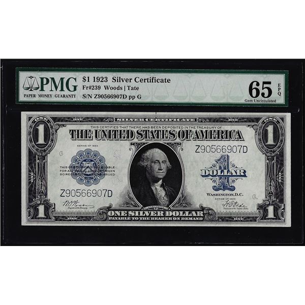 1923 $1 Silver Certificate Note Fr.239 PMG Gem Uncirculated 65EPQ