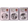 Image 1 : Lot of (3) 1979Mo Mexico 1 Onza Silver Coins NGC MS62