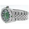 Image 7 : Rolex Mens Stainless Steel Green Vignette Emerald and Diamond Datejust Wristwatch