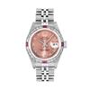 Image 2 : Rolex Ladies Stainless Steel Salmon Roman Ruby and Diamond Datejust Wristwatch