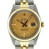 Image 1 : Rolex Men's Two Tone Champagne Linen Datejust Wristwatch