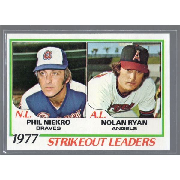 Nolan Ryan & Phil Niekro 1997 Strikeout Leaders 1978 Topps #206