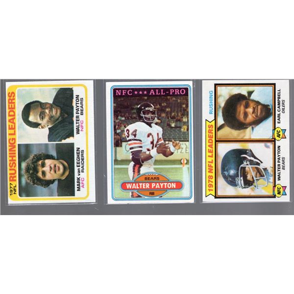 Lot of 3 Walter Payton Cards with Earl Campbell Also on One