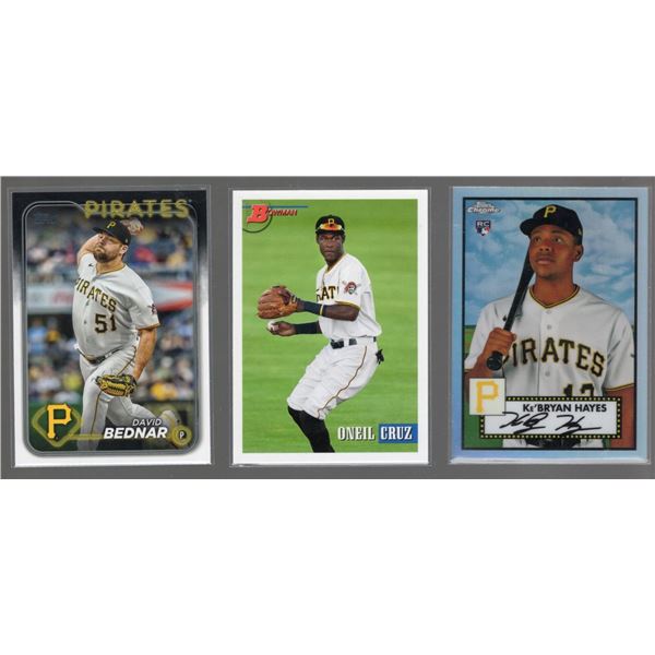 Lot of 3 Pirates Cards Ke'Bryan Hayes Rookie Refractor, Cruz, Bednar