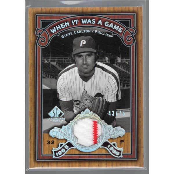 Steve Carlton Game-Used Pinstripe Patch /75!! 2006 Upper Deck When it was a Game #WG-SC2