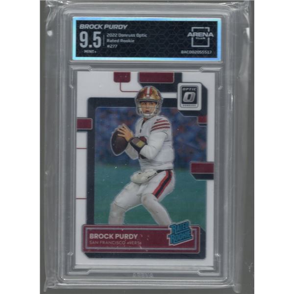 Brock Purdy Rookie Card 2022 Donruss Optic Rated Rookie #277 Graded Arena Club 9.5 Mint+