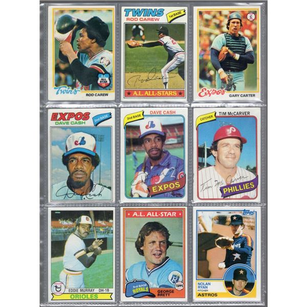 9 Cards of MLB Stars from the 1970's through 1983. Rod Carew (2 cards), Gary Carter, Dave Cash (2 ca