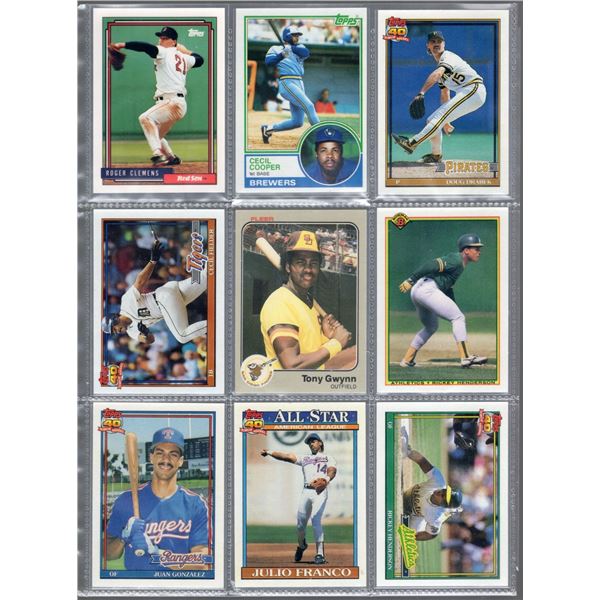 9 Great Players of the 1980's!!! Tony Gwynn Rookie Card!! Roger Clemens, Cecil Cooper, Doug Drabek, 