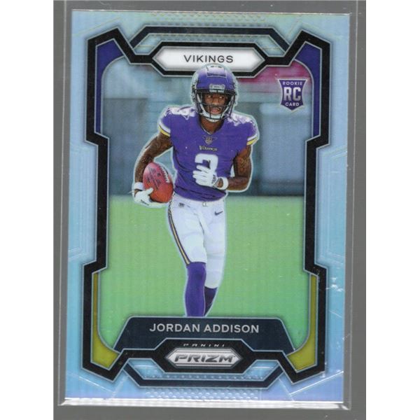 Jordan Addison Silver Prizm Rookie Card 2023 Panini Prizm #368