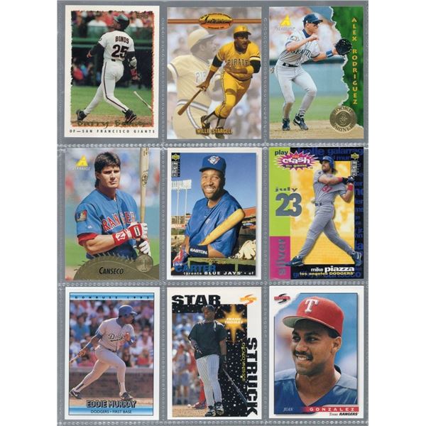 Lot of 9 1990s Baseball Stars. Including an Alex Rodriguez Rookie Card