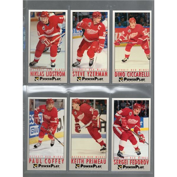 6 Detroit Red Wings Cards. 1993 Series Cards. Niklas Lidstrom, Steve Yzerman, Dino Ciccarelli, Paul 