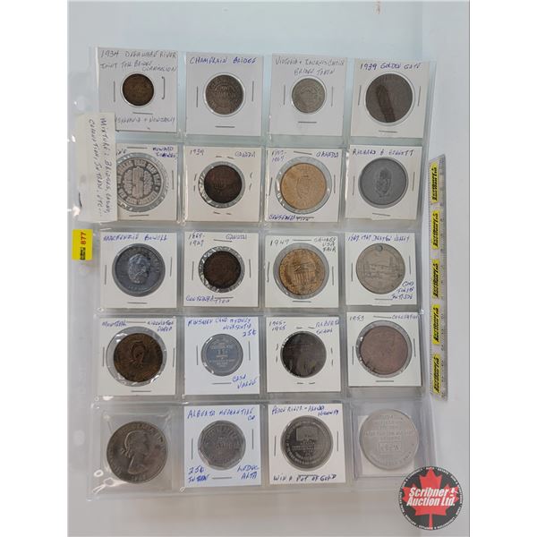 Tokens : Sheet of 20 (Variety of Bridges, Casino, Coronation, In Trade, etc!!) (Must See Pictures fo