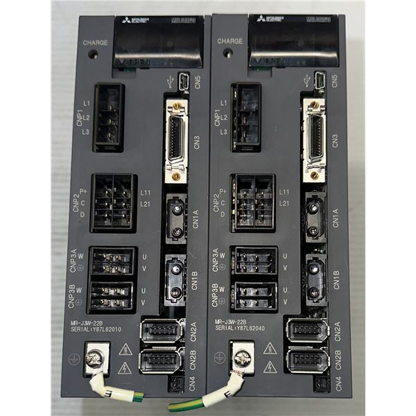 (2) Mitsubishi #MR-J3W-22B AC Servo Drives