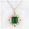 Image 3 : 13.41 ctw Emerald and 1.72 ctw Diamond 18K Yellow and White Gold Pendant