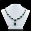Image 1 : 67.28 ctw Emerald and 7.22 ctw Diamond 18K White Gold Necklace