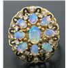 Image 2 : Vintage 14k Yellow Gold Oval Opal Diamond & Black Enamel Ladies Cocktail Ring