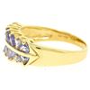 Image 4 : 14k Yellow Gold Dual Two Row 1.40 ctw 14 Trillion Cut Natural Tanzanite Band Rin