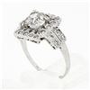 Image 9 : Antique Art Deco Platinum 1.74 ctw Euro Diamond Solitaire & Halo Engagement Ring
