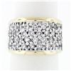 Image 1 : Vintage BREV 14k Gold & Platinum 1.56 ctw 4 Row Pave Diamond Wide Bombe Band Rin