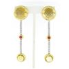 Image 1 : Antonini 18K TT Gold Bezel Citrine Diamond & Ruby Long Dangle Day Night Earrings
